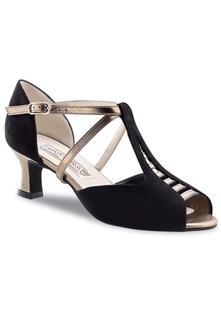 Werner Kern Holly Dance Shoes-Black Suede / Antik Chevro