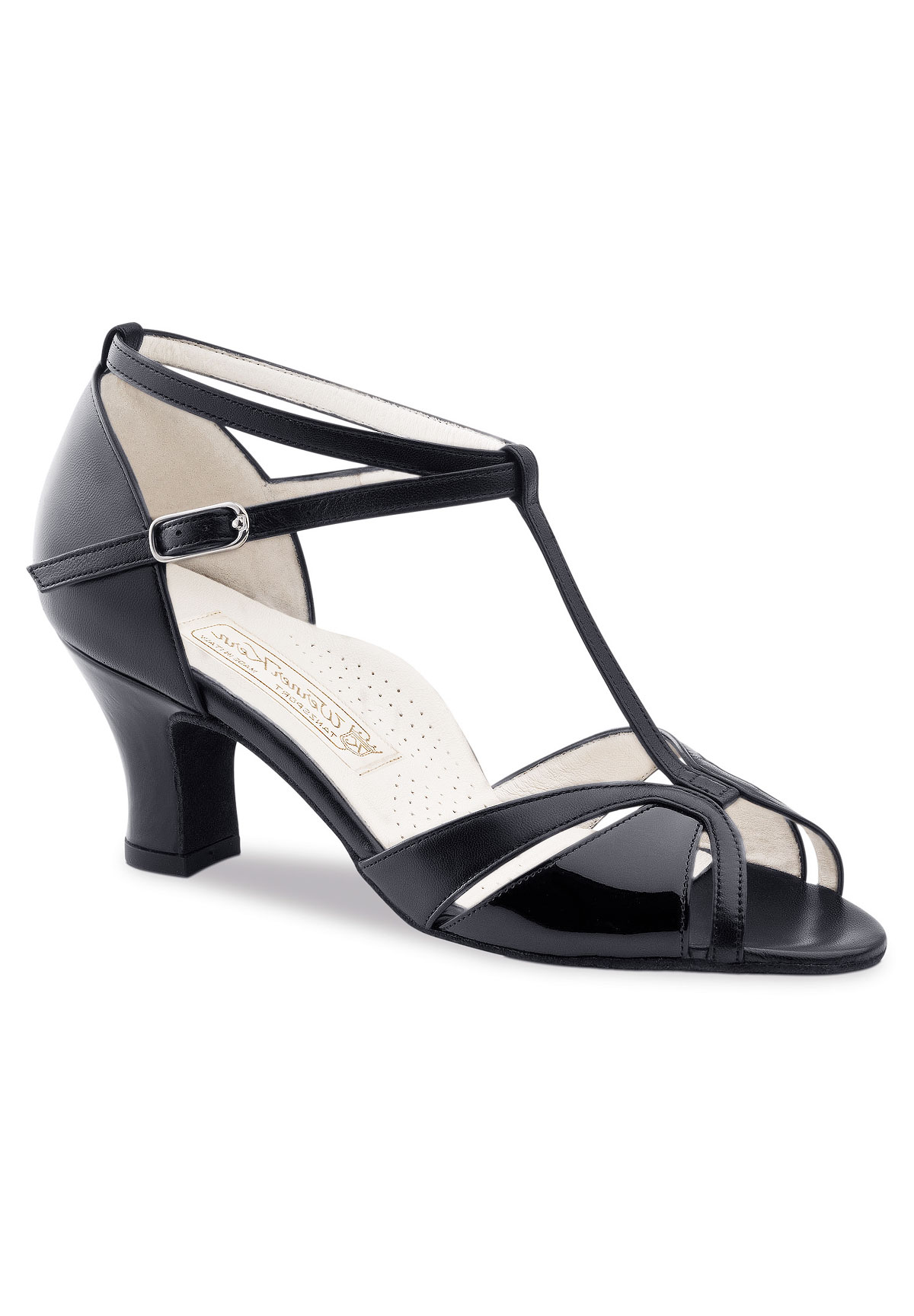 Werner Kern Hope T-Bar Dance Shoes-Black Nappa/Black Patent
