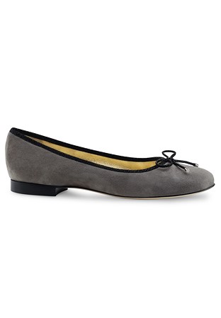 Werner Kern Jane Ballet Flat-Grey Suede/Black Ariel