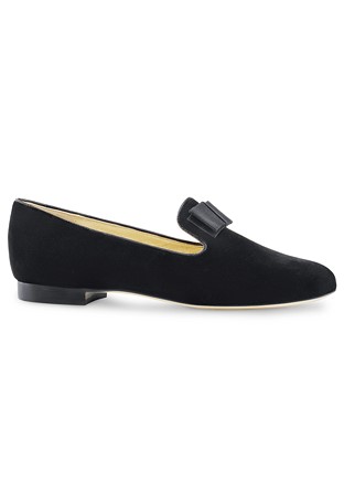 Werner Kern Lee Ballet Flat-Black Velvet/Grosgrain