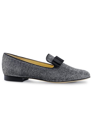 Werner Kern Linn Ballerinas-Black/Silver Brocade/Black Grosgrain