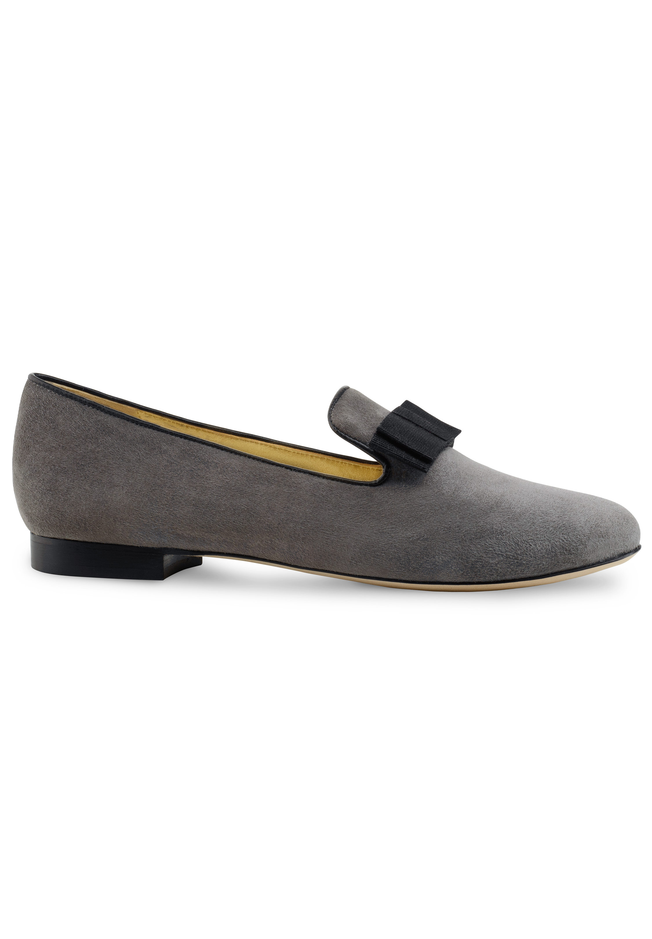 Werner Kern Mag Ballet Flat-Grey Suede/Black Grosgrain