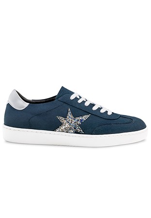 Werner Kern Zelda Ladies Dance Sneakers-Denim Suede/Silver Brocade
