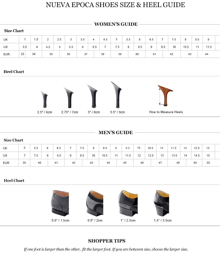 Columbus Shoes Size Chart