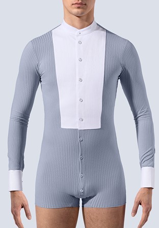 RS Atelier Mens Nero Easy Button Stretch Ballroom Shirt-Gray
