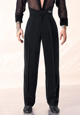 Sasuel Mens Latin Velvet Trousers Extra High Waist w/ Inverted Corset-Black