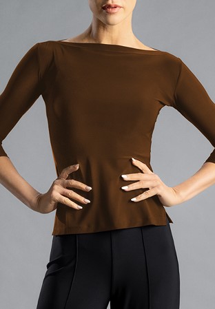 Chrisanne Clover Eternity Boatneck Dance Top-Caramel