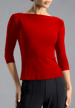 Chrisanne Clover Eternity Boatneck Dance Top-Hot Red