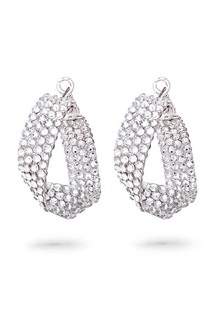 Twist Hoop Earrings-Crystal