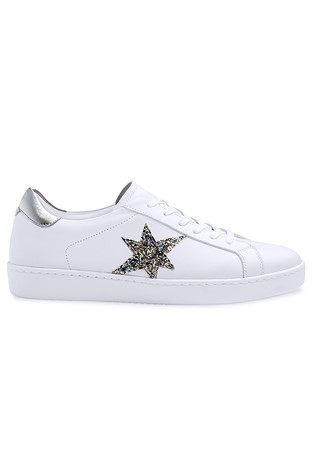 Werner Kern Heaven Ladies Dance Sneakers-White Nappa/Silver Brocade