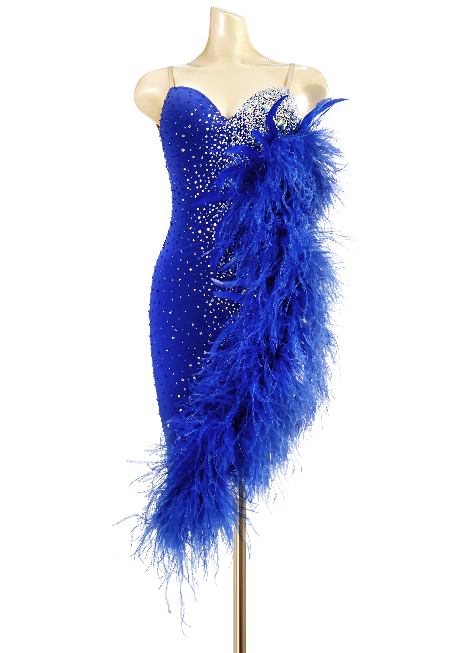 Asymmetric Feather Latin Performance Dress PC-WL18009