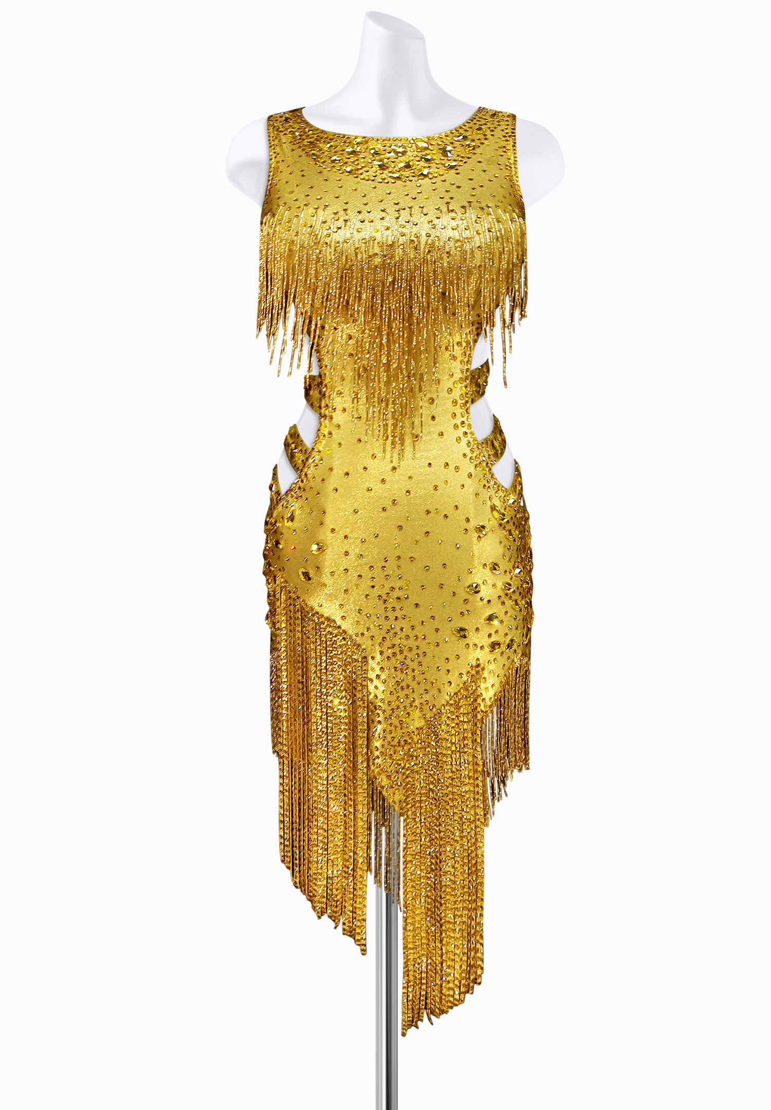 Asymmetric Metallic Latin Dress AM-L3522