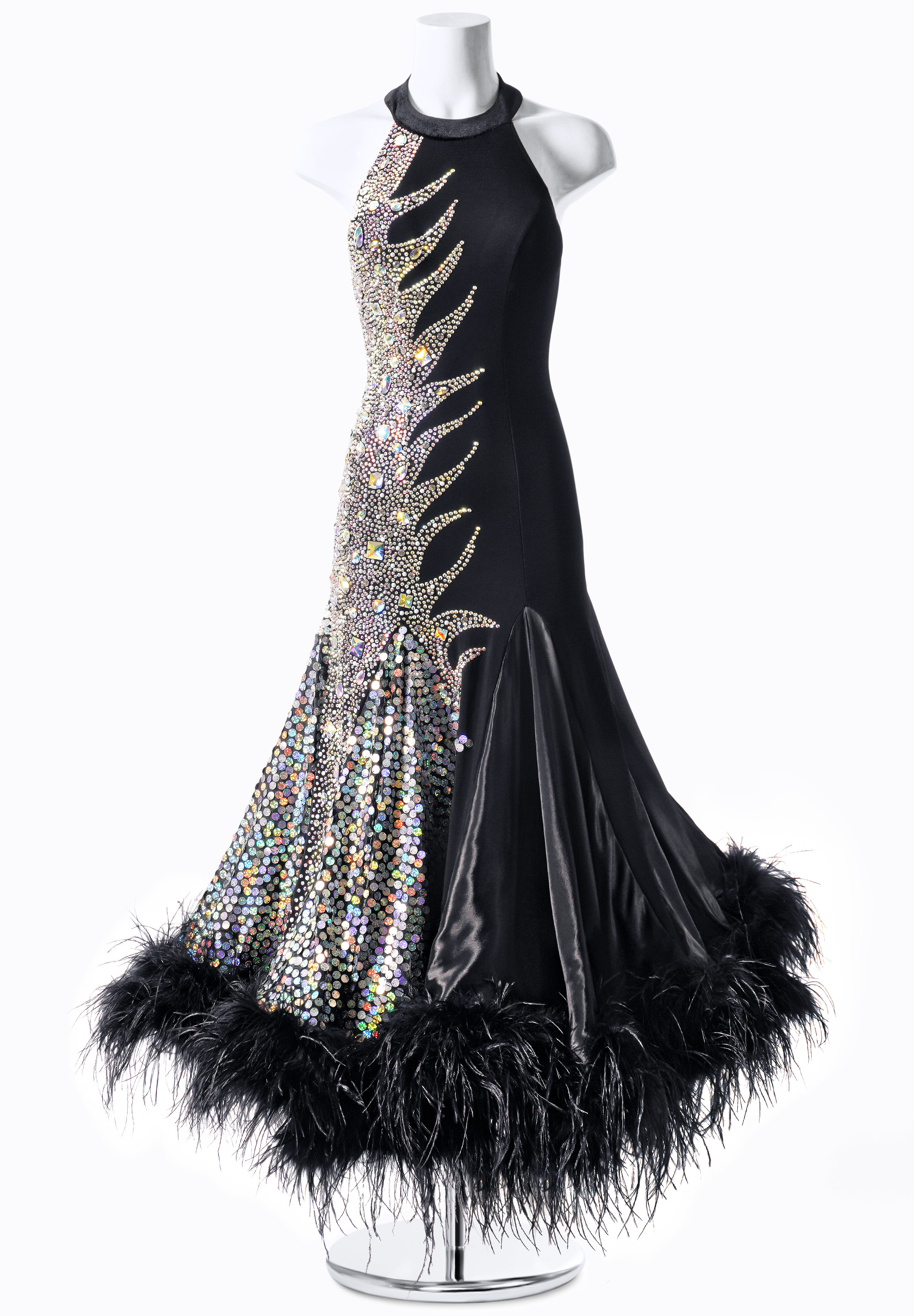 Aurora Borealis Feathered Ballroom Dress MF-B0049