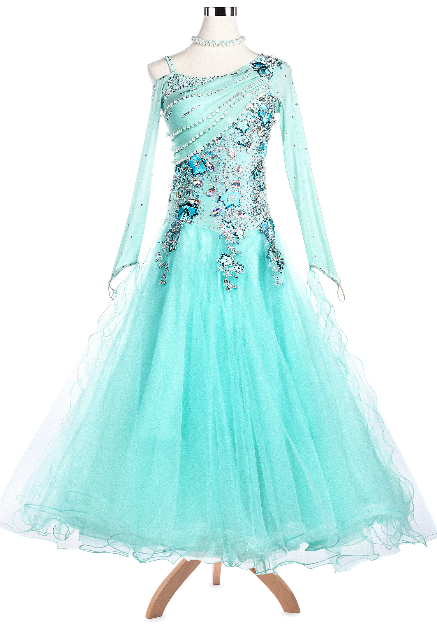 Blooming Pearly Ruch Ballroom Dance Competition Dress VN-A5181