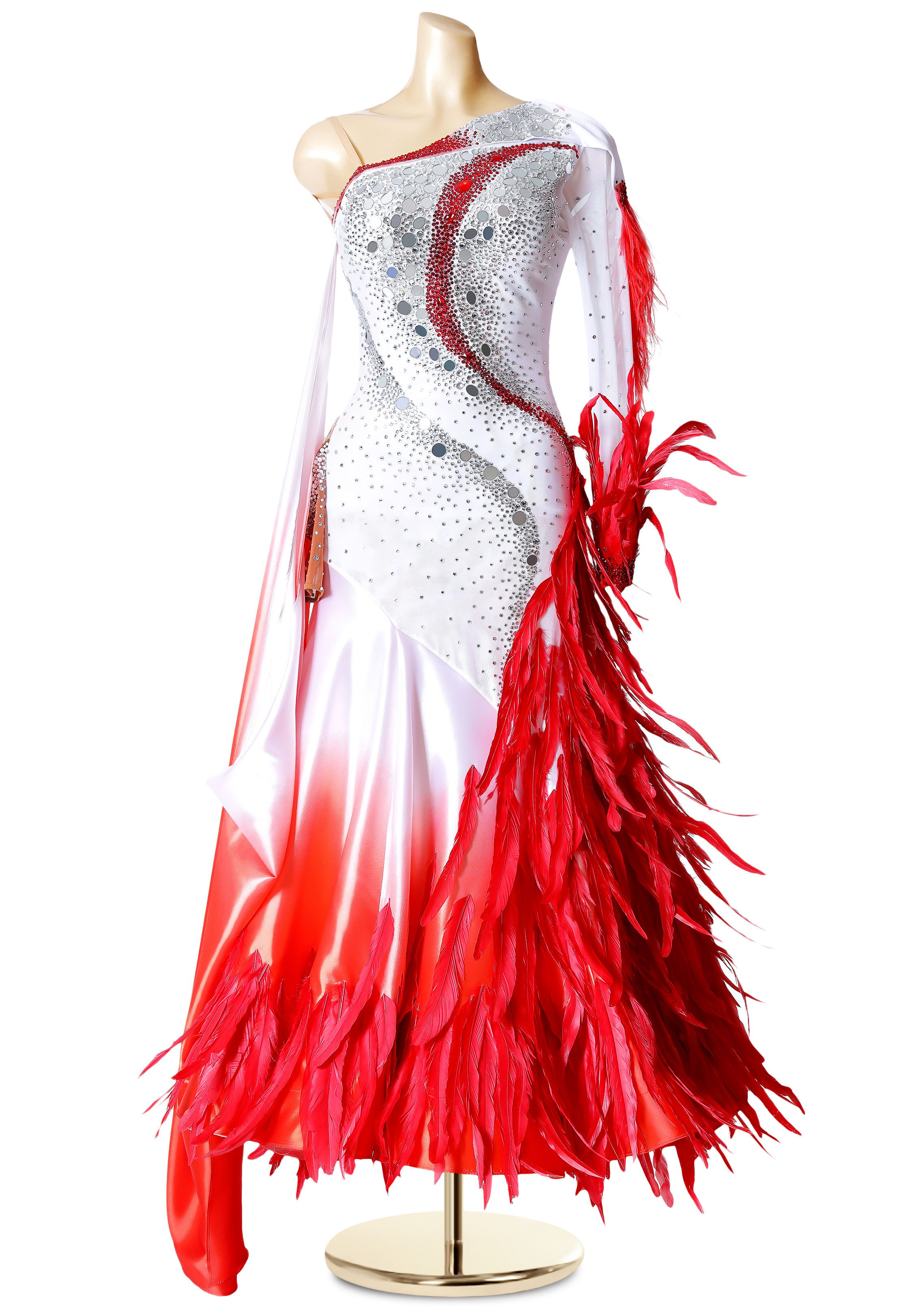 Burning Flame Feather Ballroom Costume PC-WB19113