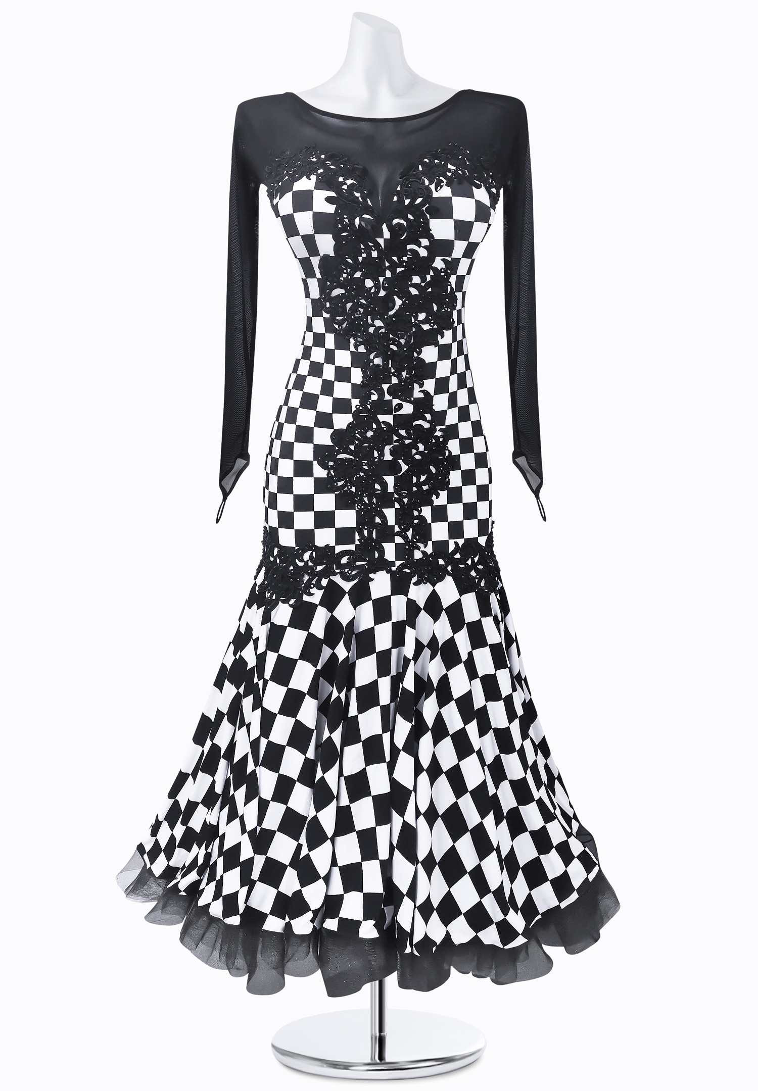 Checkered Applique Ballroom Gown AM-B3322