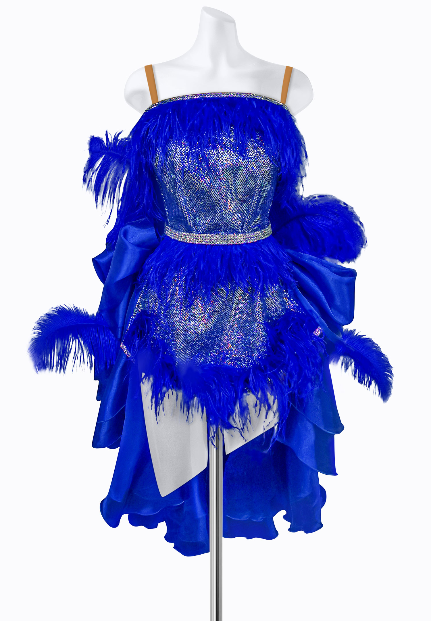 Cobalt Feather Latin Dress AM-L3224