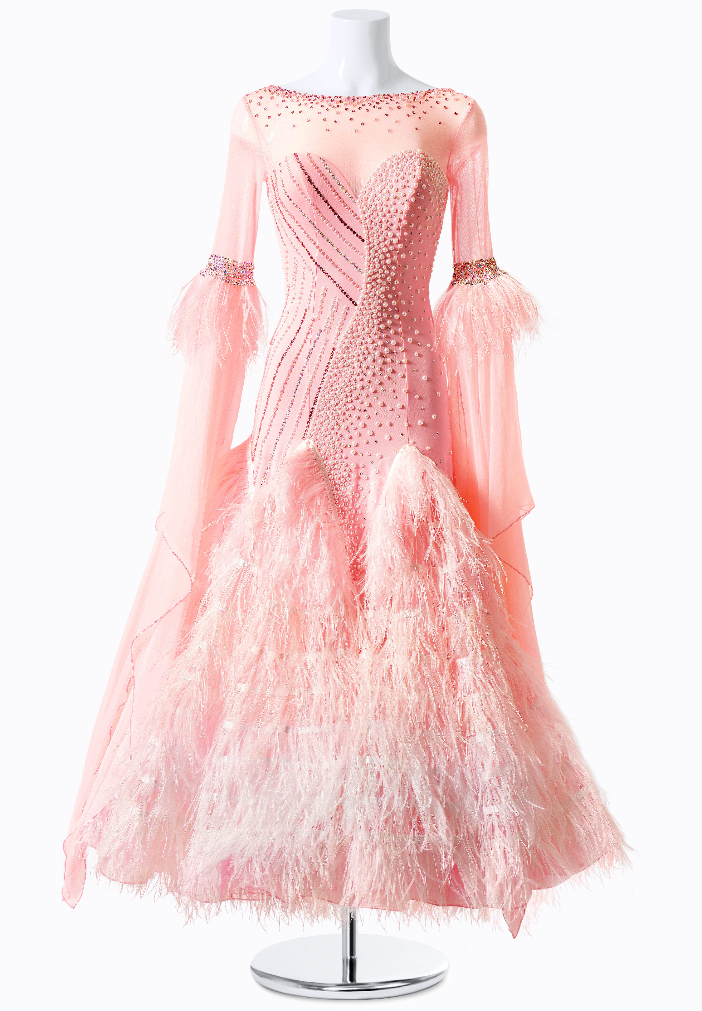 Cotton Candy Feather Ballroom Dress MF-B0111