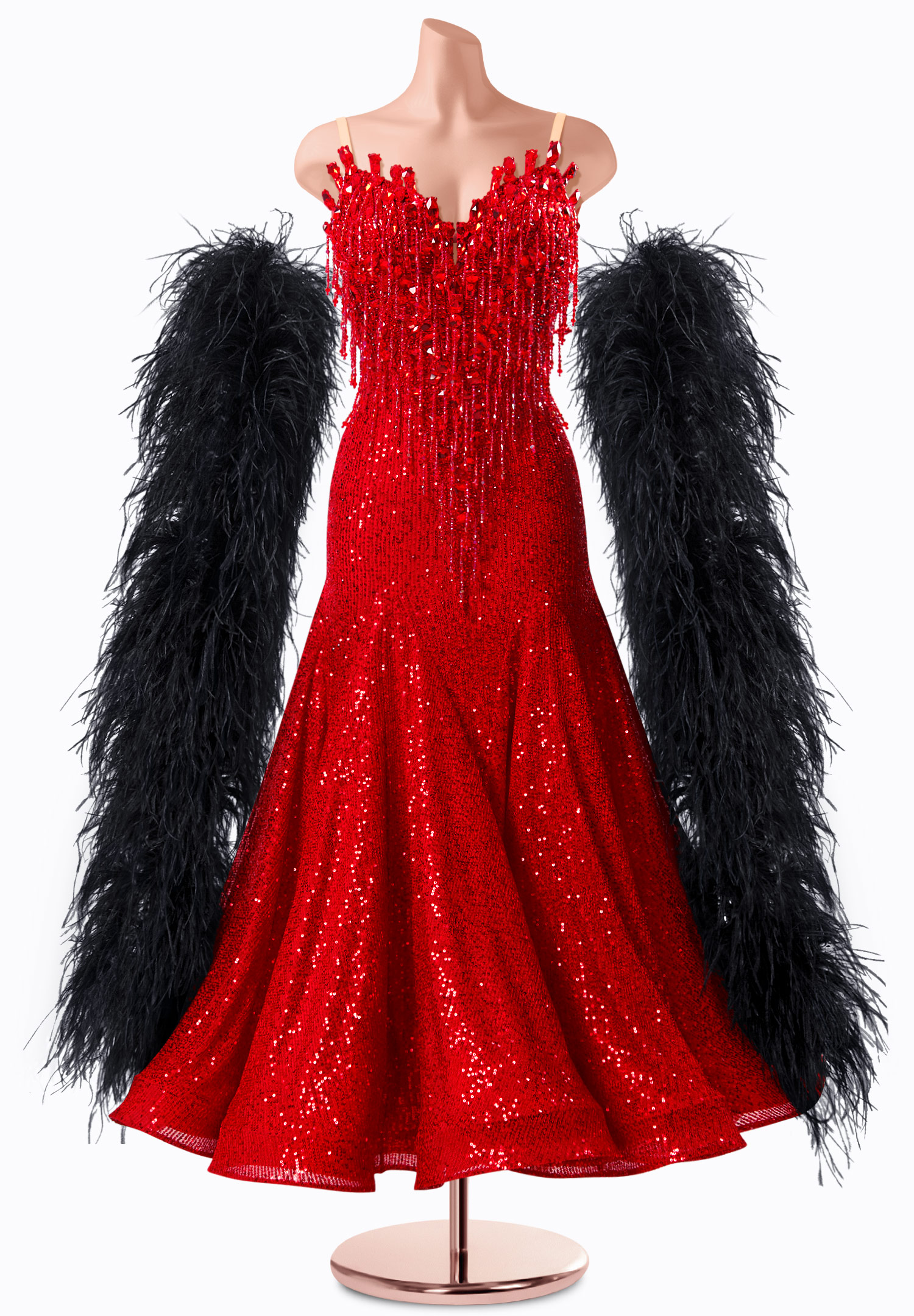 Crimson Sequin Ballroom Gown TID-BM1256