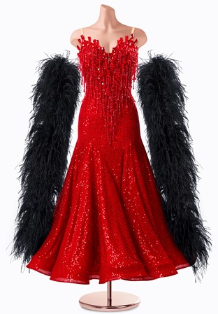Crimson Sequin Ballroom Gown TID-BM1256