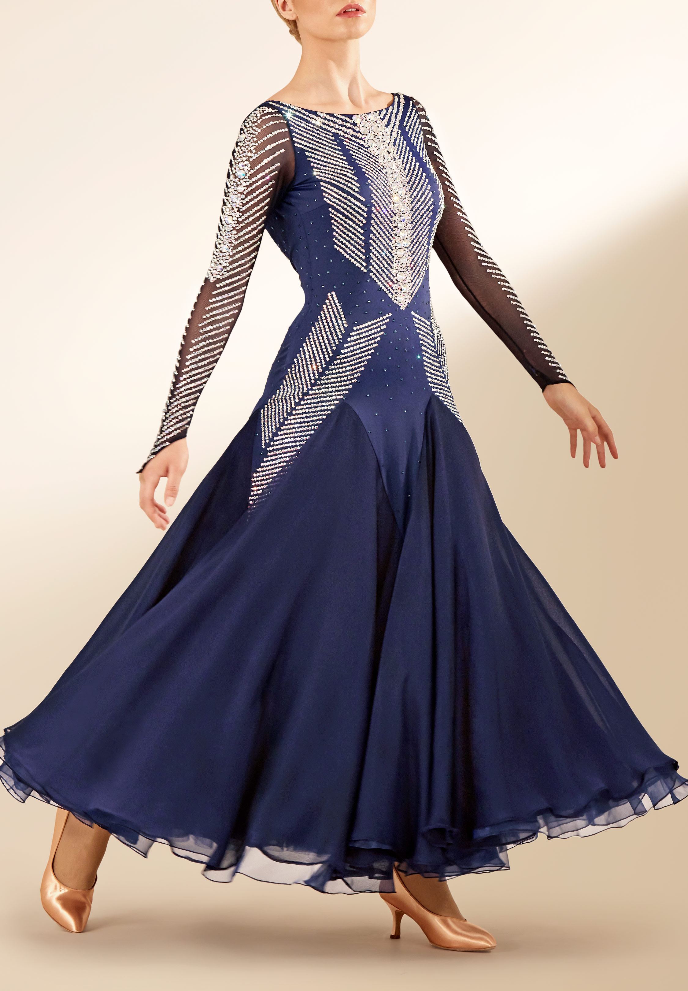 Crystal Fletching Ballroom Performance Gown PC-WB19060