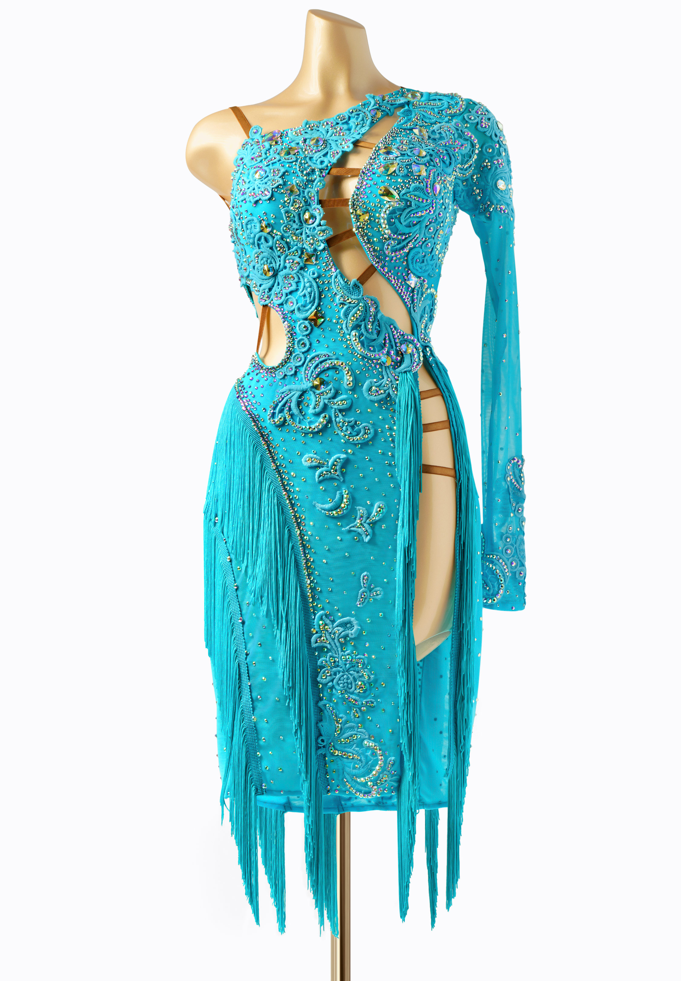 Crystal Fringe Wave Latin Gown PC-WL19051