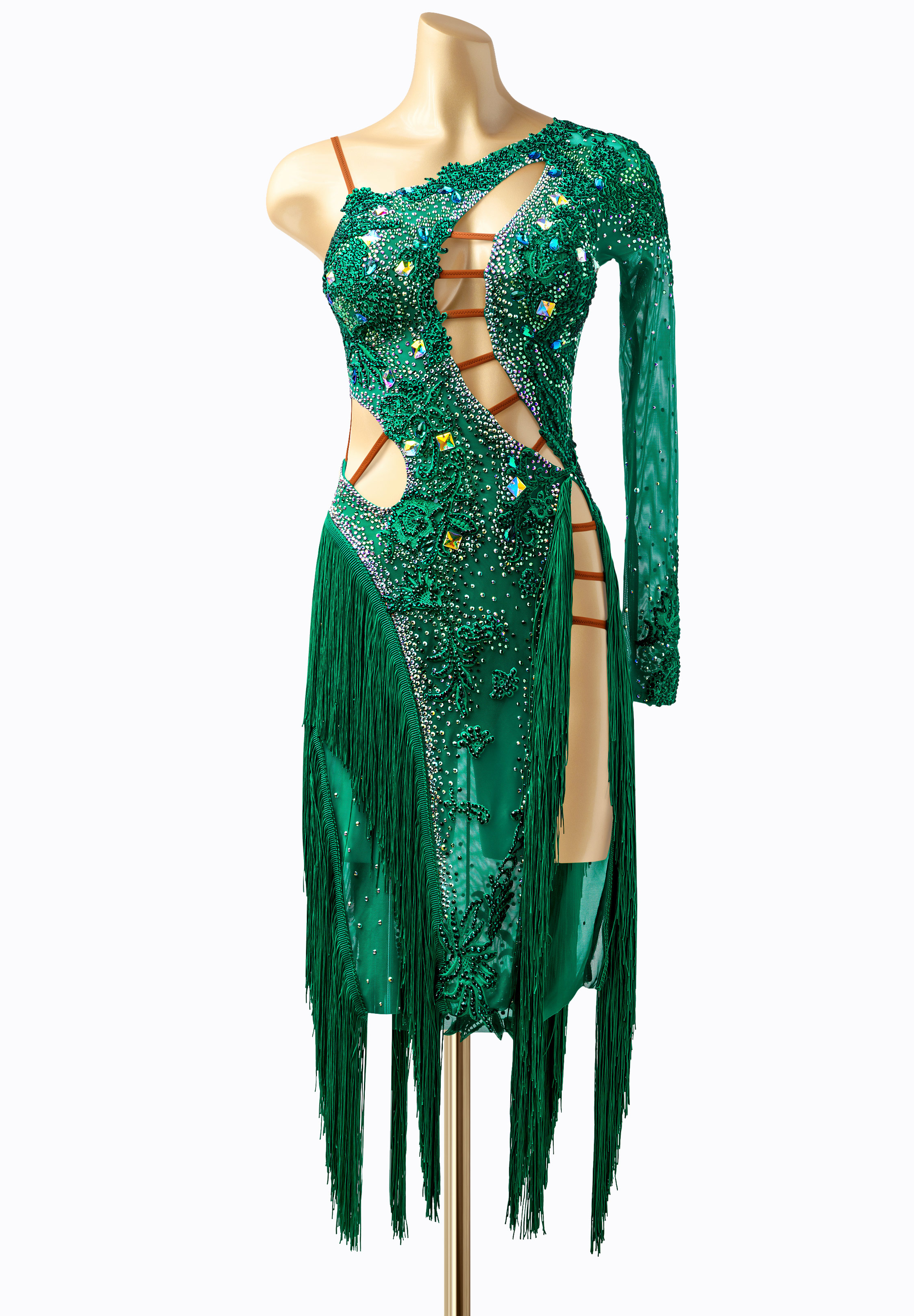 Crystal Fringe Wave Latin Gown PC-WL19051