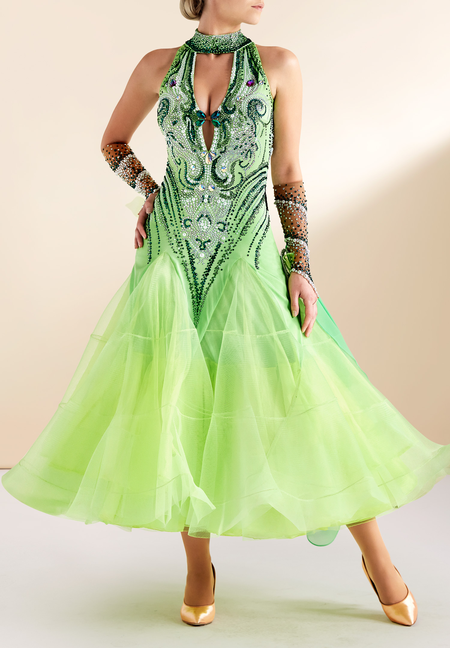 Crystal Halter Neck Ballroom Dress PC-BFS-7D6-1