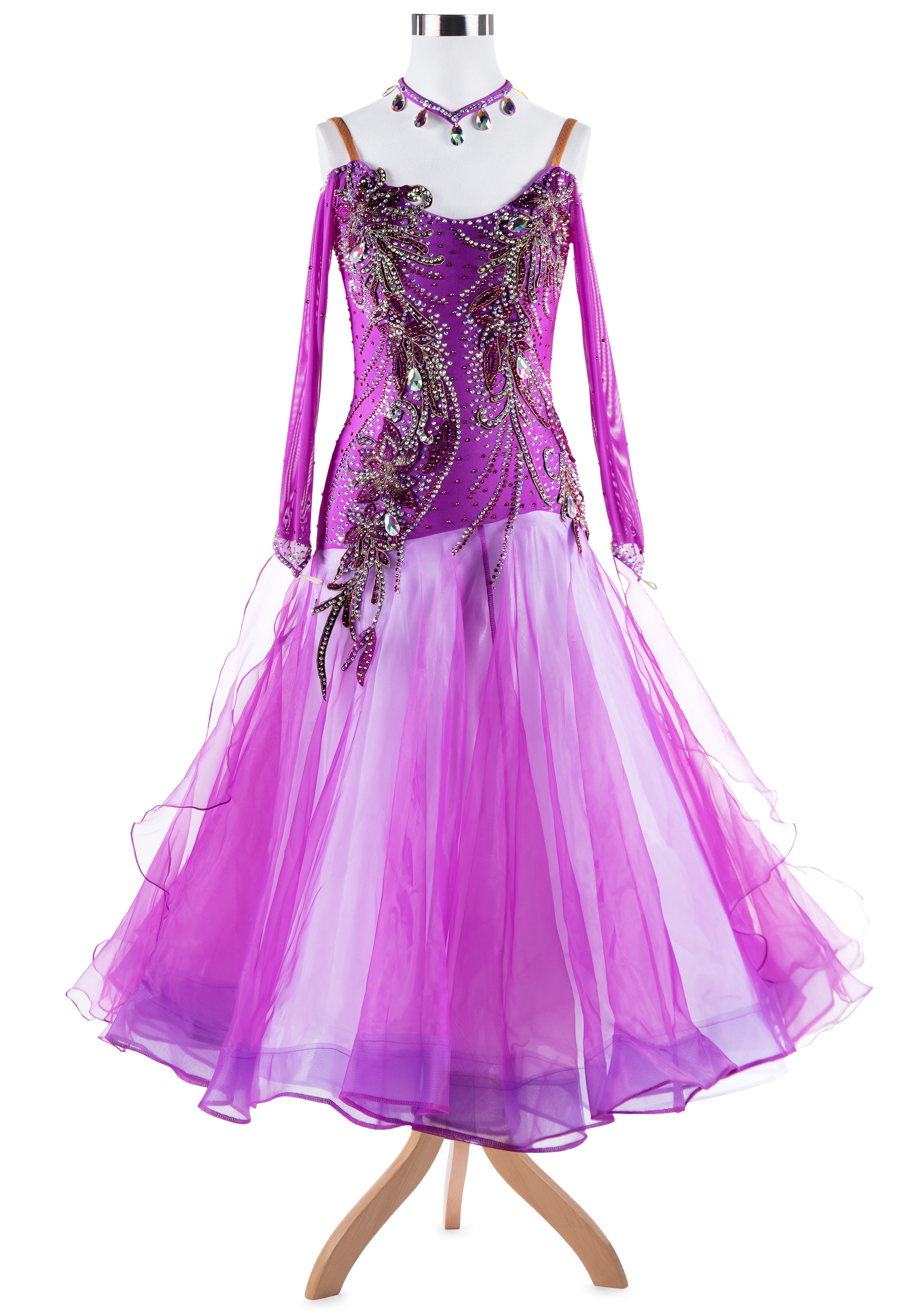 Crystal Sheer Romance Ballroom Competition Gown VN-A5377