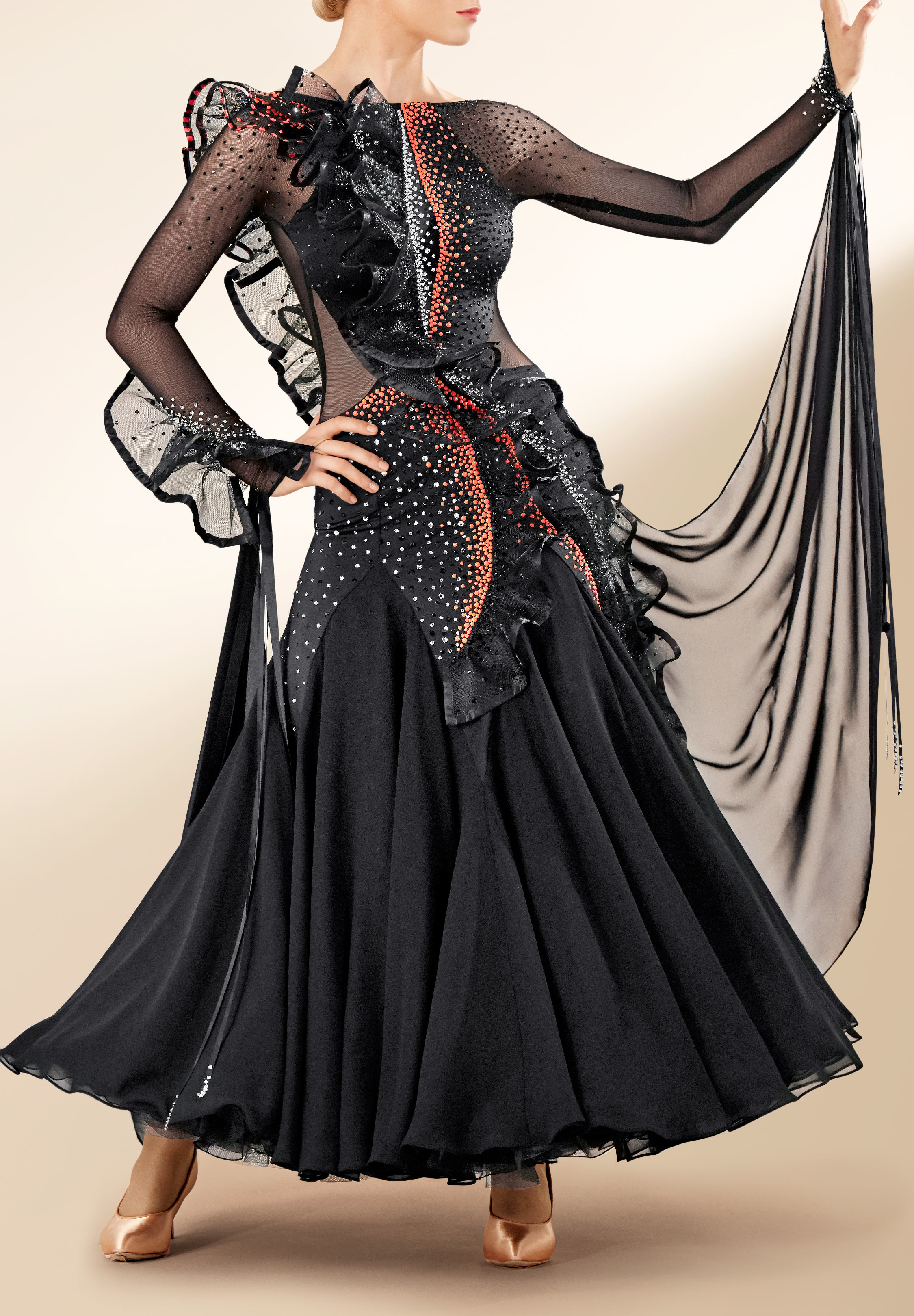 Crystal Stereoscopic Frill Ballroom Gown PC-WB19086