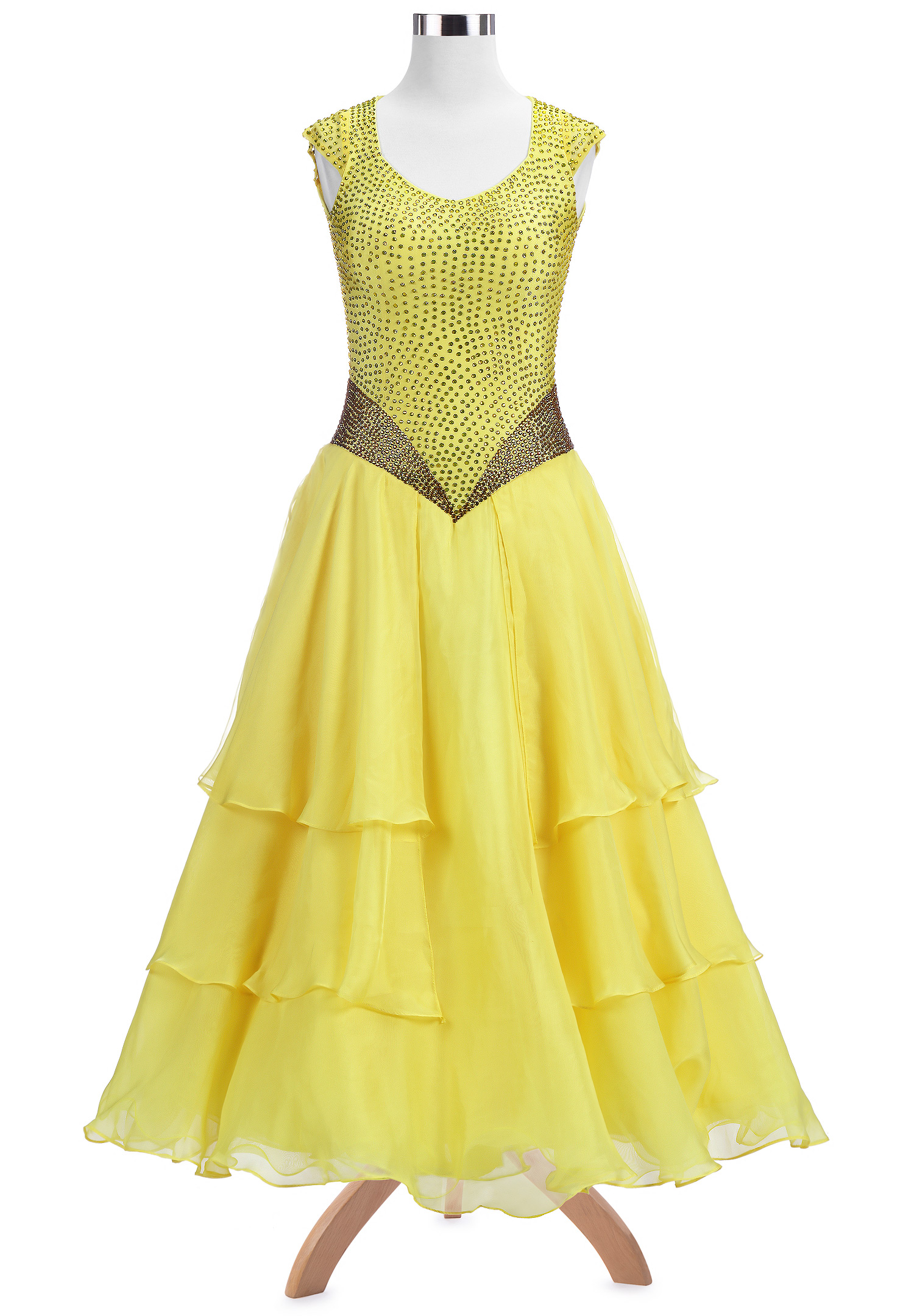 Crystallized Cap Sleeve Ballroom Dance Gown VN-A5353