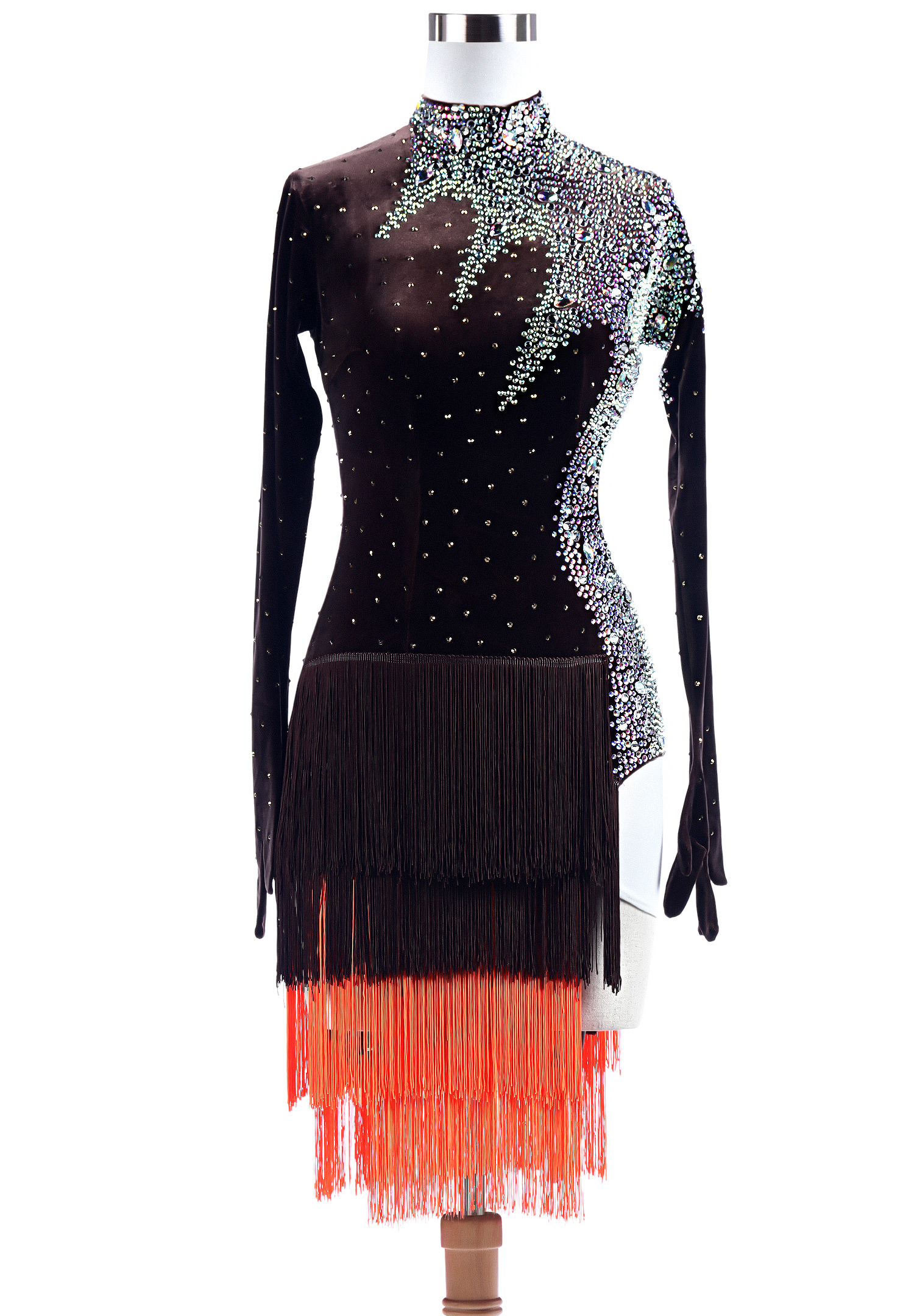 Crystallized Cut Out Fringe Latin Performance Dress VN-L5289