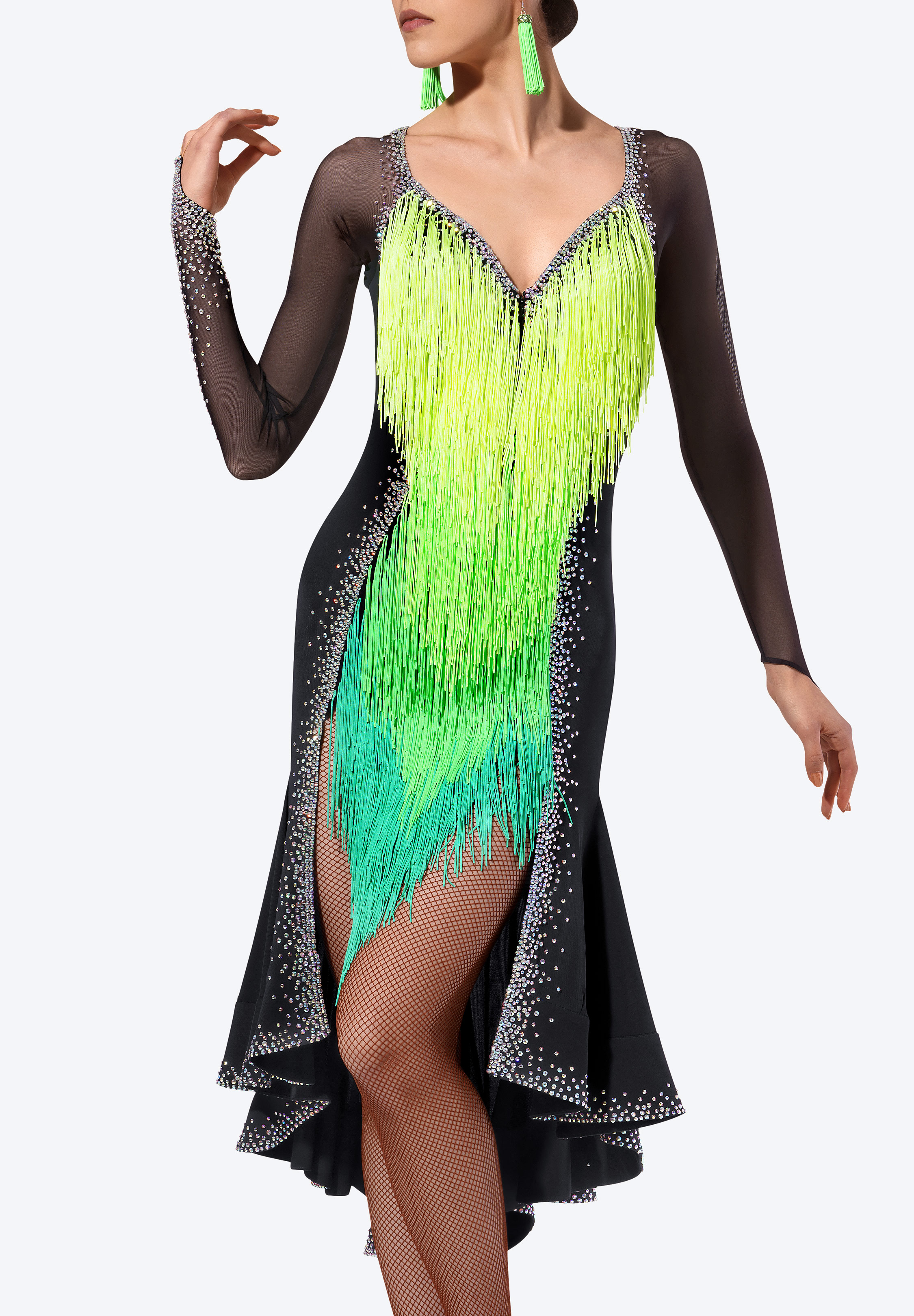 Tropical Night Fringe Latin Dress DSI-L24009