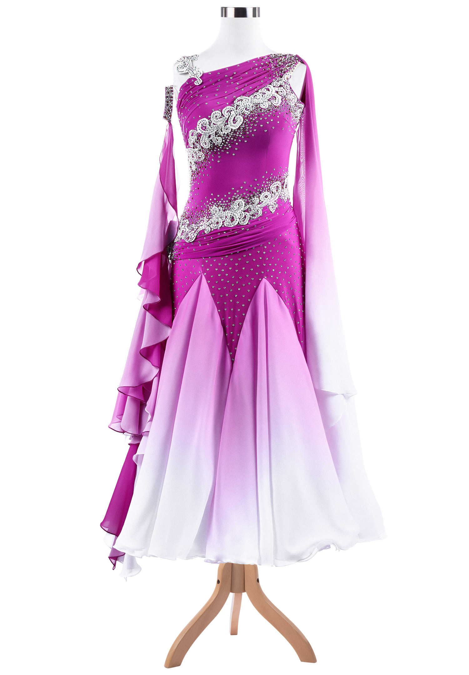 Double Diagonal Applique Ombre Ballroom Smooth Dress VN-A5304