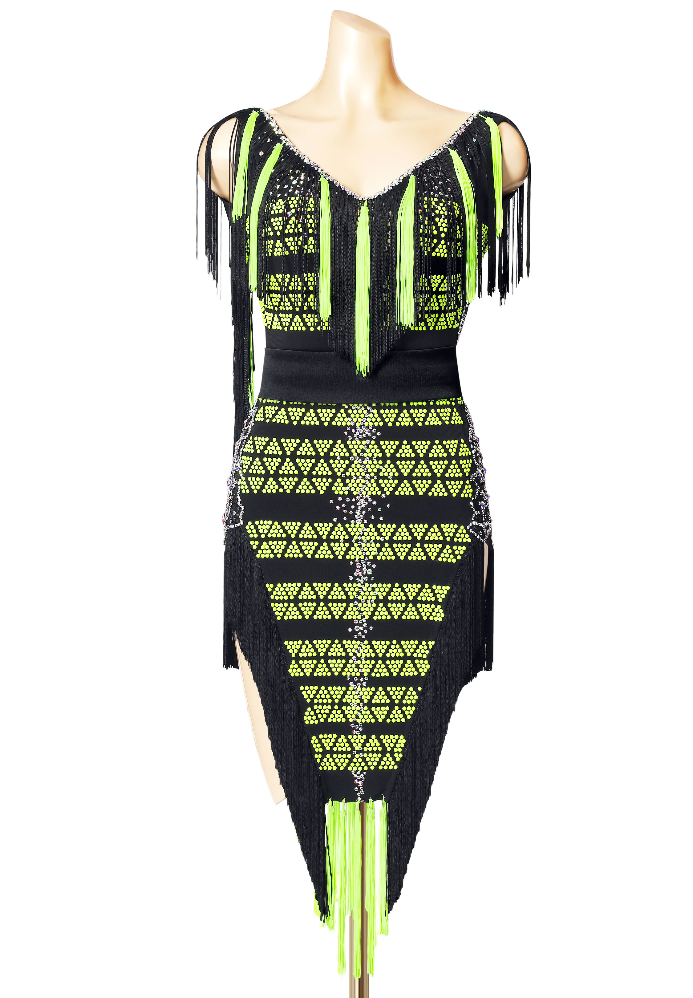 Dramatic Neon Fringed Latin Dress PC-WL19012