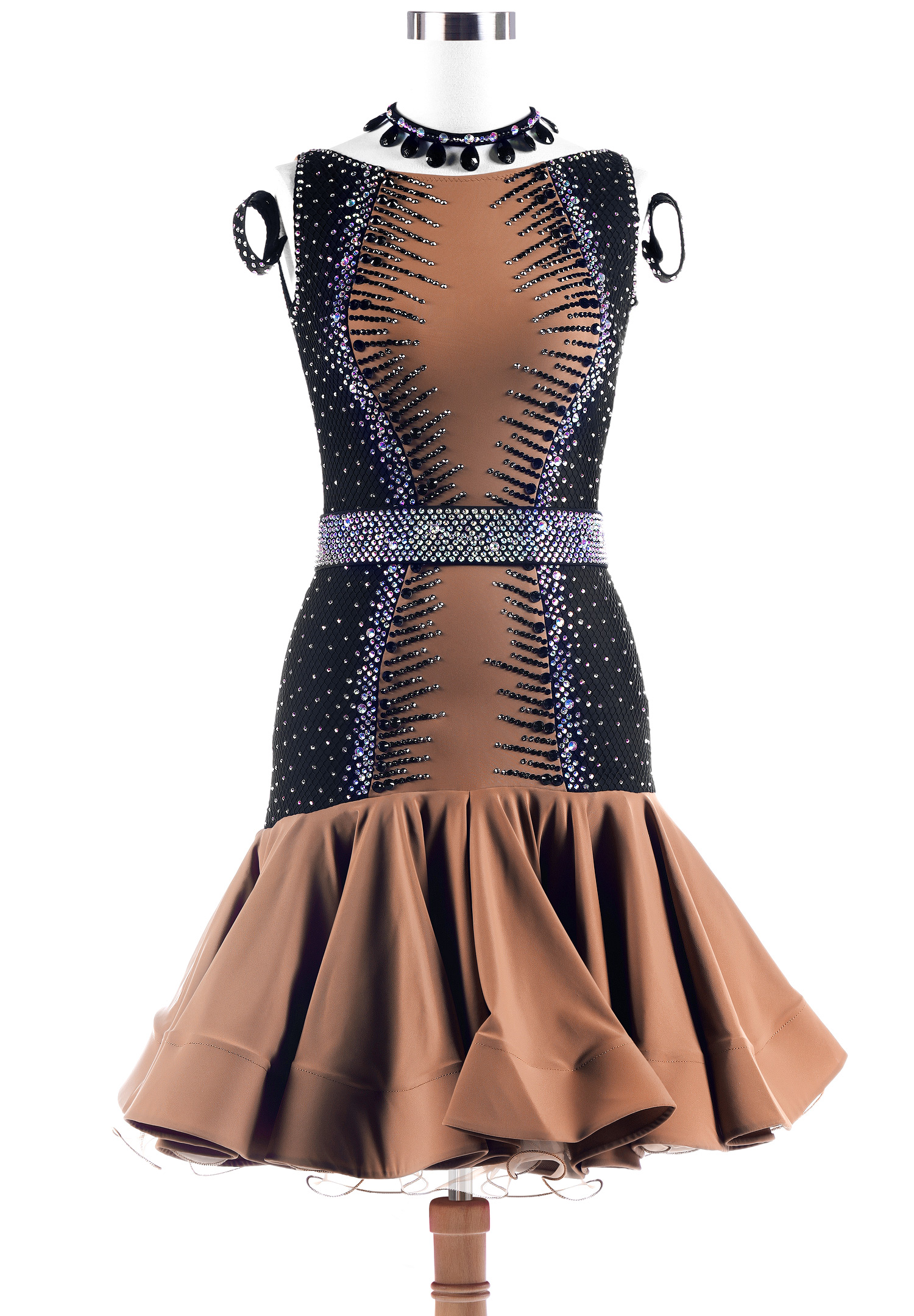 Duel Pattern Crystal Latin Competition Dress VN-L5294