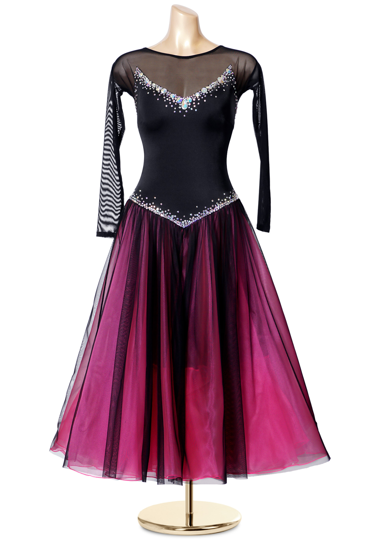 Elegant Crystal Illusion Ballroom Stage Gown PC-WB190401