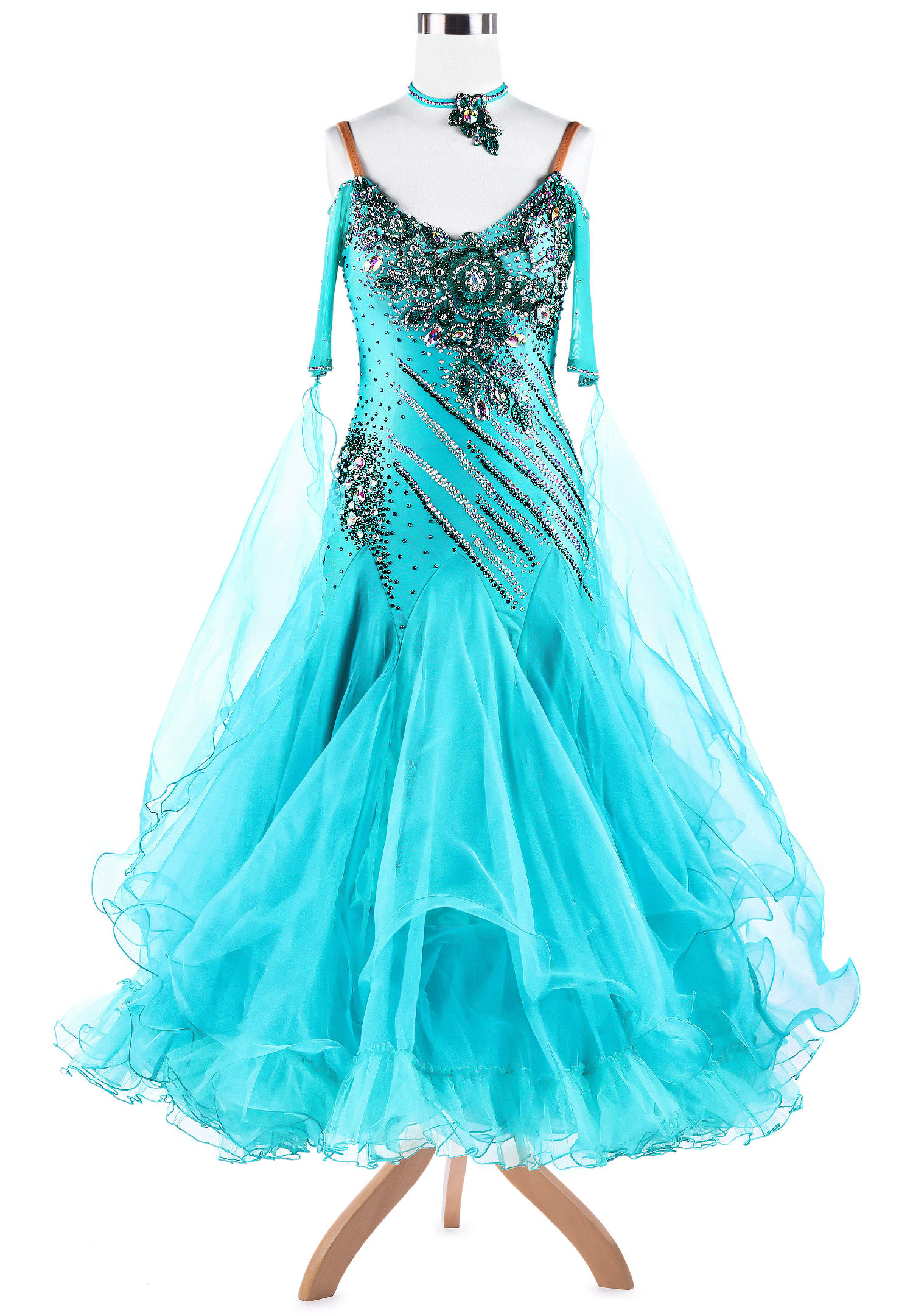 Embroidered Floral Brilliance Ballroom Dance Competition Dress VN-A5272