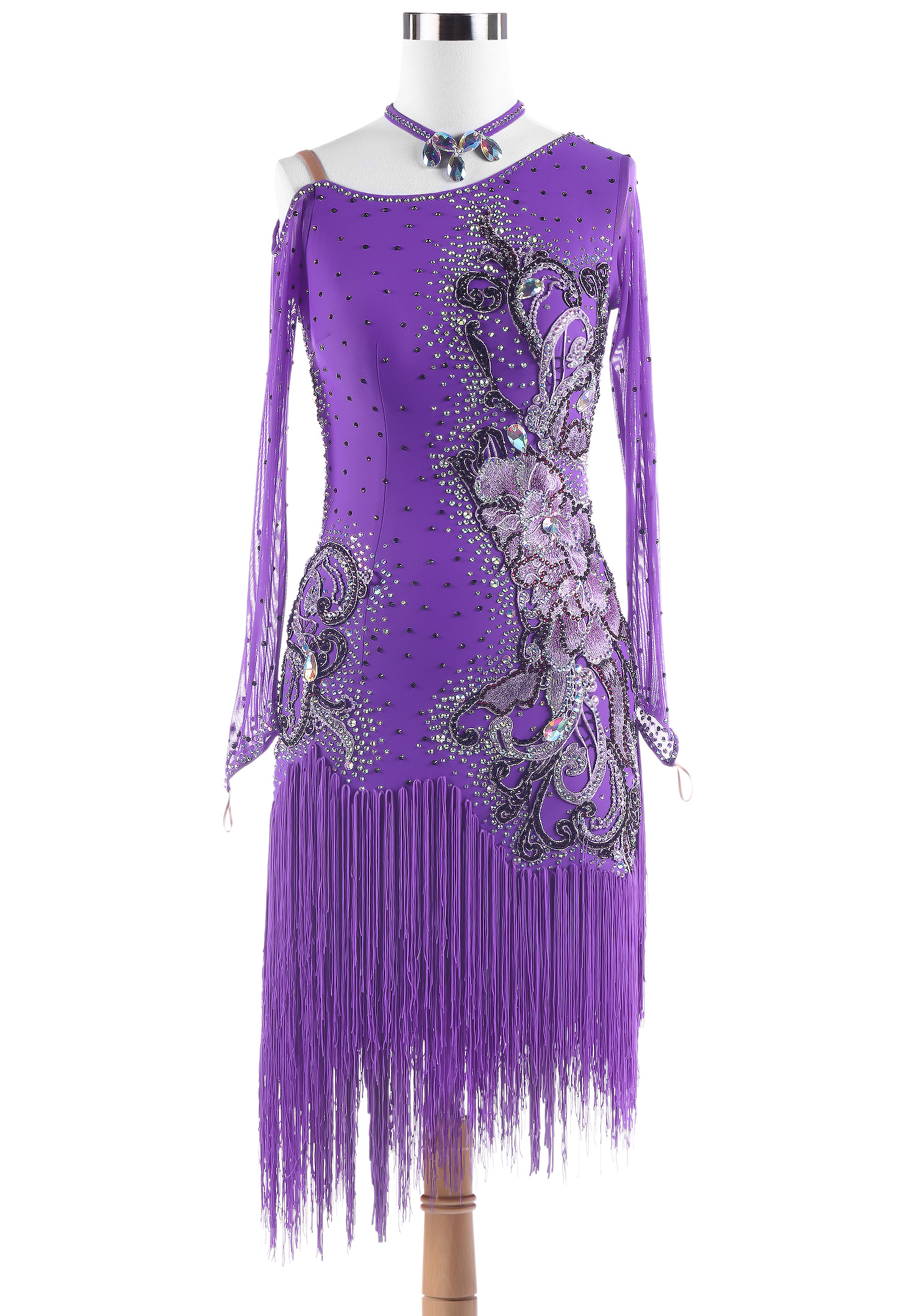 Embroidered Fringe Latin Performance Dress VN-L5293