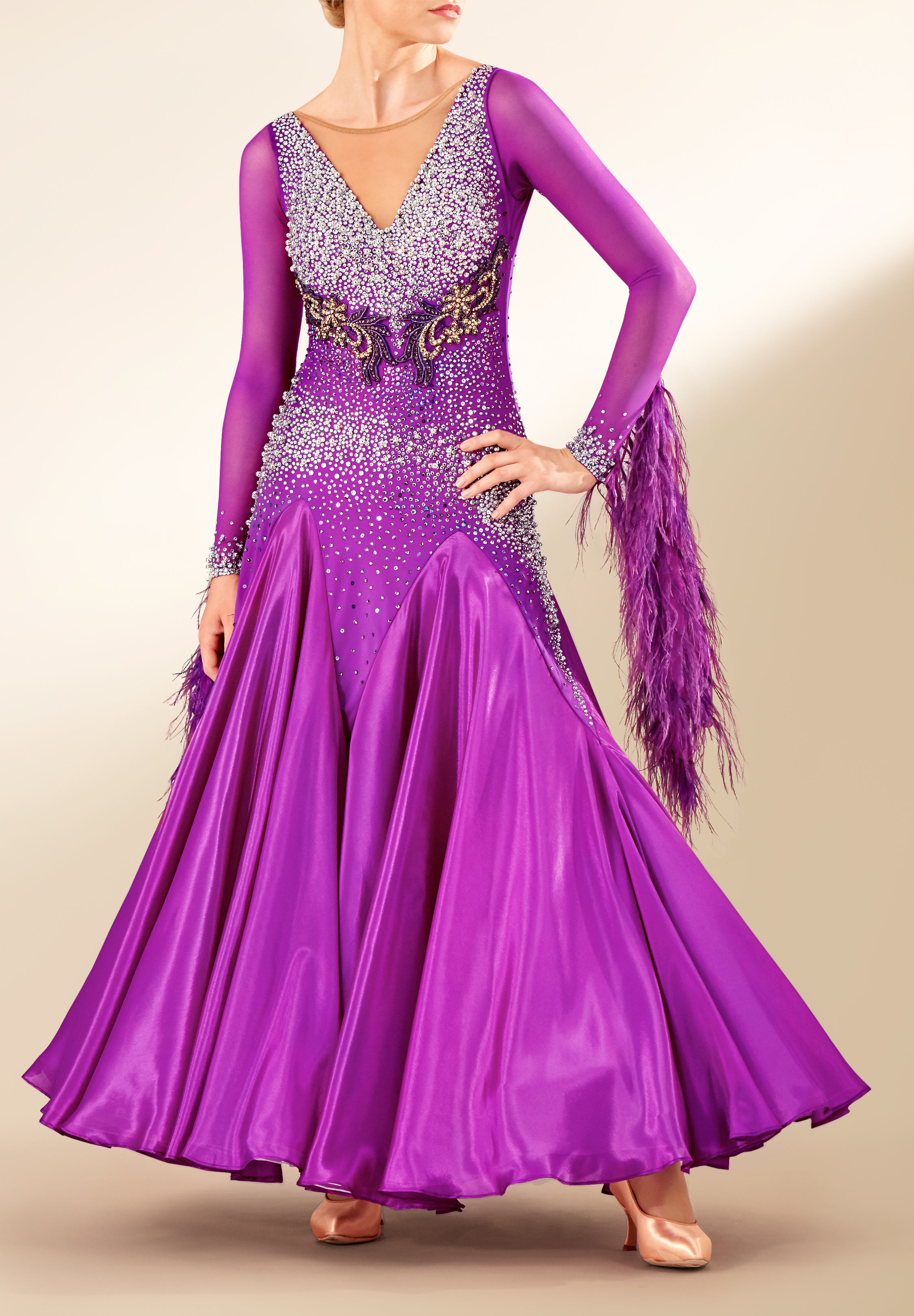 Feather Wings Ballroom Dance Gown PC-WB19063