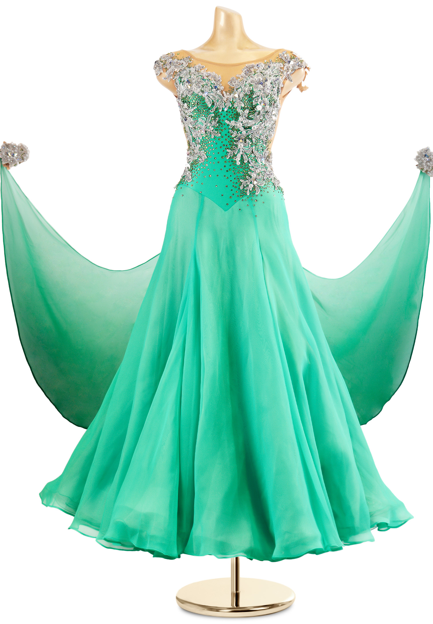 Floral Embroidery Ballroom Competition Dress PC-WB18008