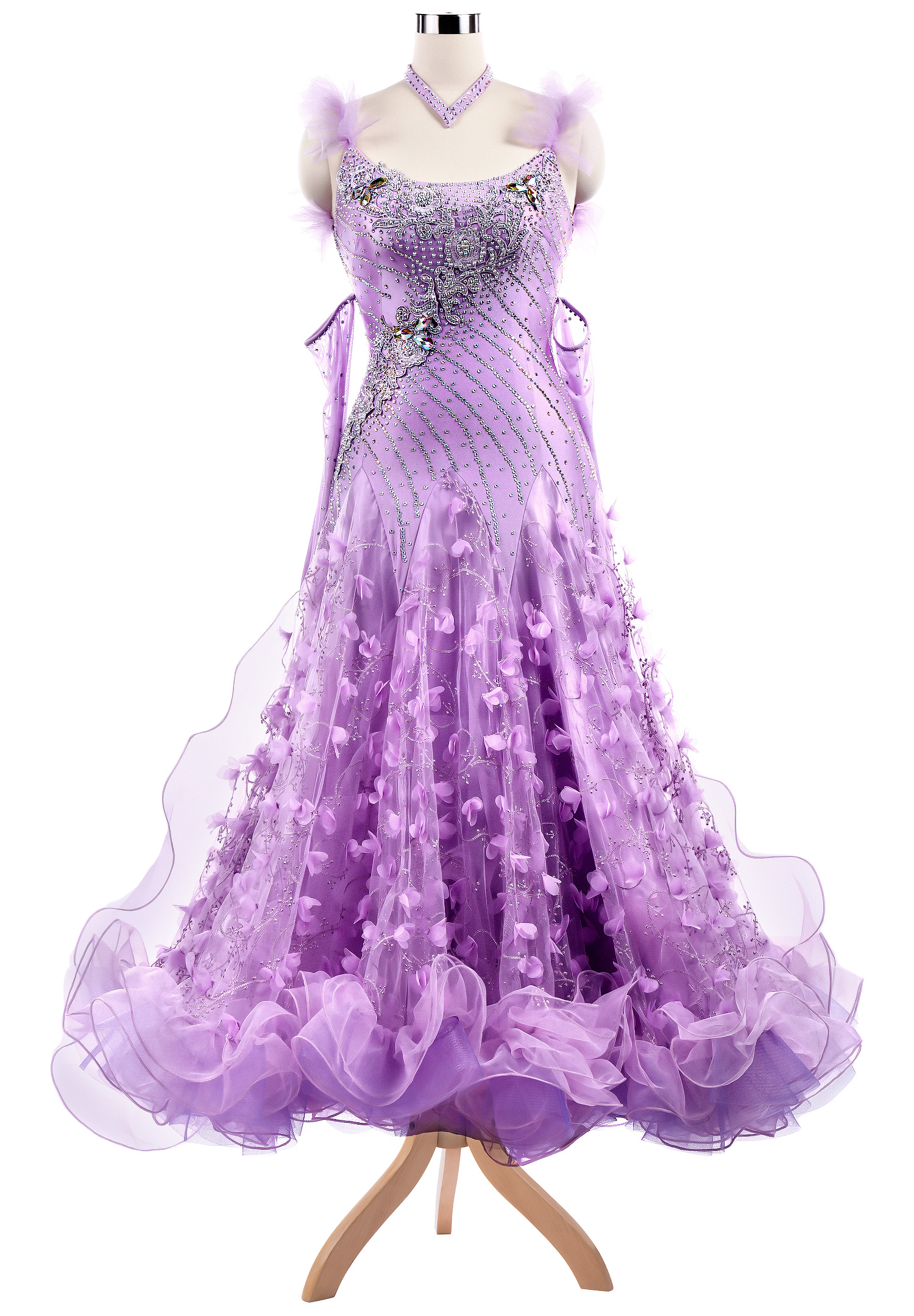 Floral Embroidery Elegance Ballroom Competition Dress VN-A5216