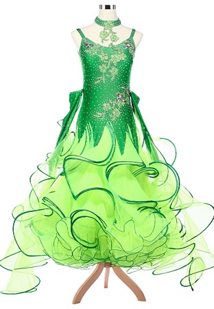 Floral Patchwork Embroidery Curled Ballroom Dance Competition Dress VN-A5133