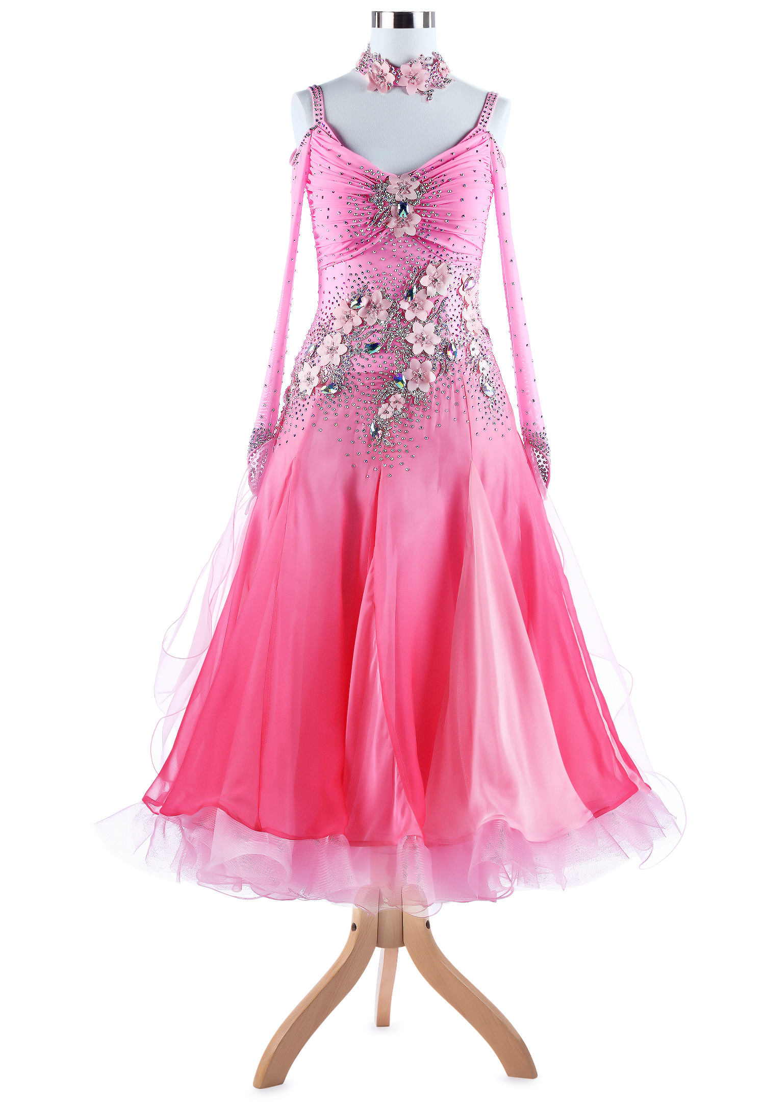 Floral Ruched Ballroom Competition Dress VN-A5343