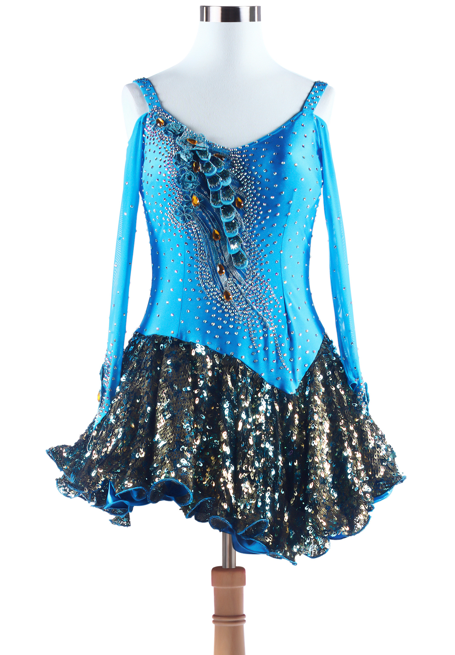 Floral and Feathers Latin Dance Gown VN-L5285