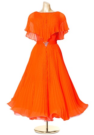Flowy Pleated Cape Ballroom Performance Gown PC-WB19010