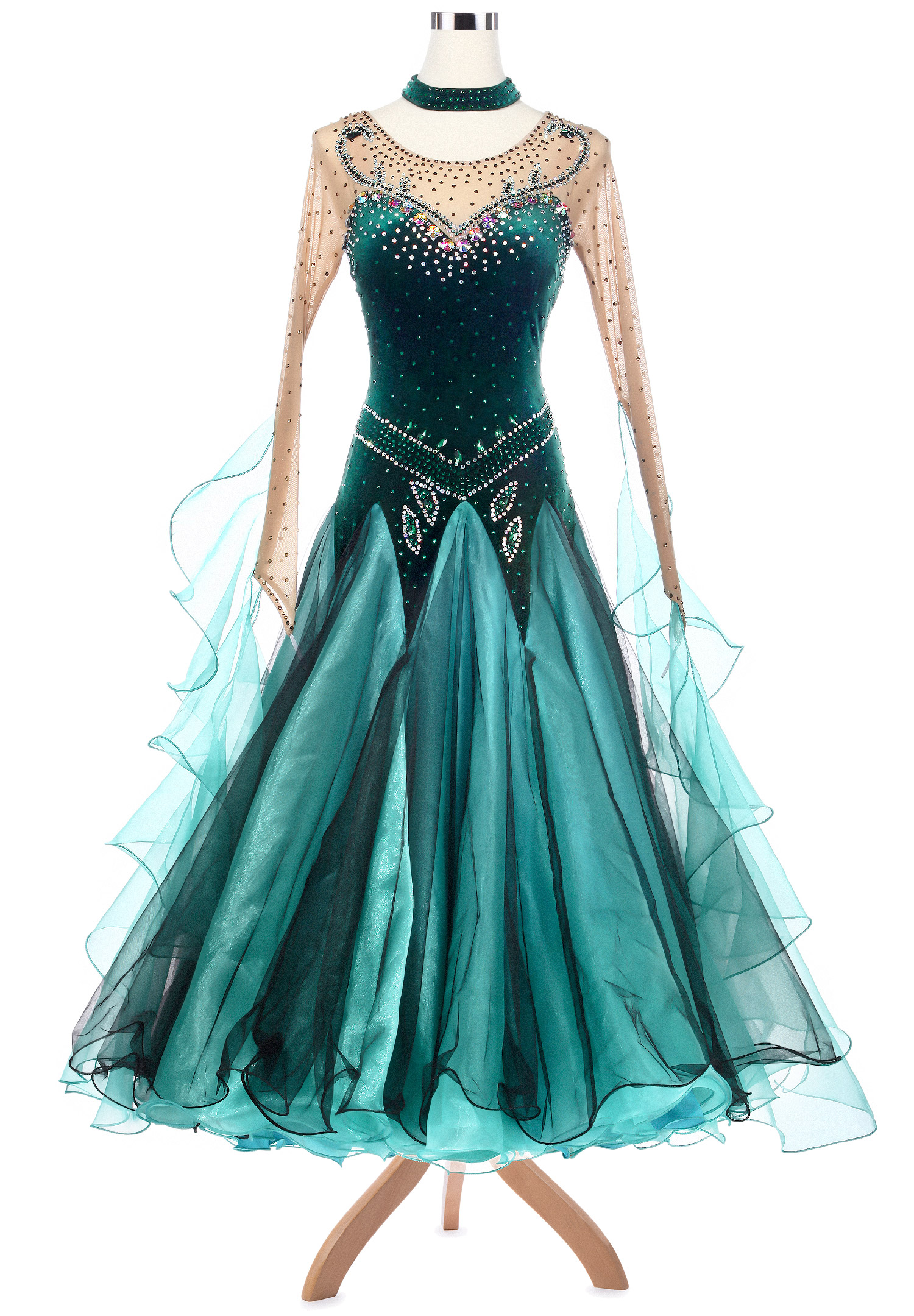 Forest Elf Queen Elegant Ballroom Dance Competition Dress VN-A5138