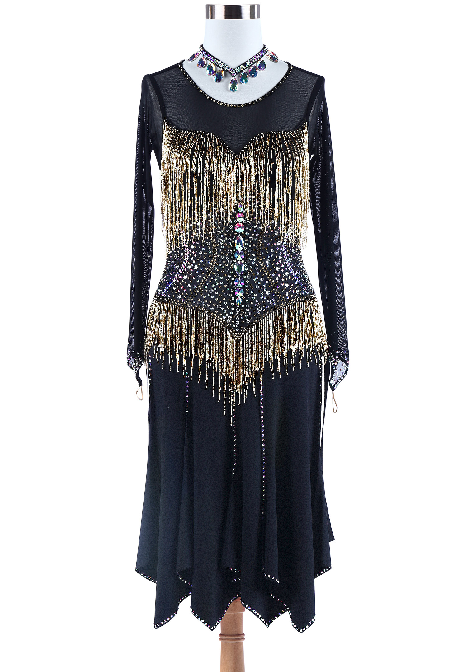 Fringed Sweetheart Handkerchief Hem Latin Rhythm Dress VN-L5264