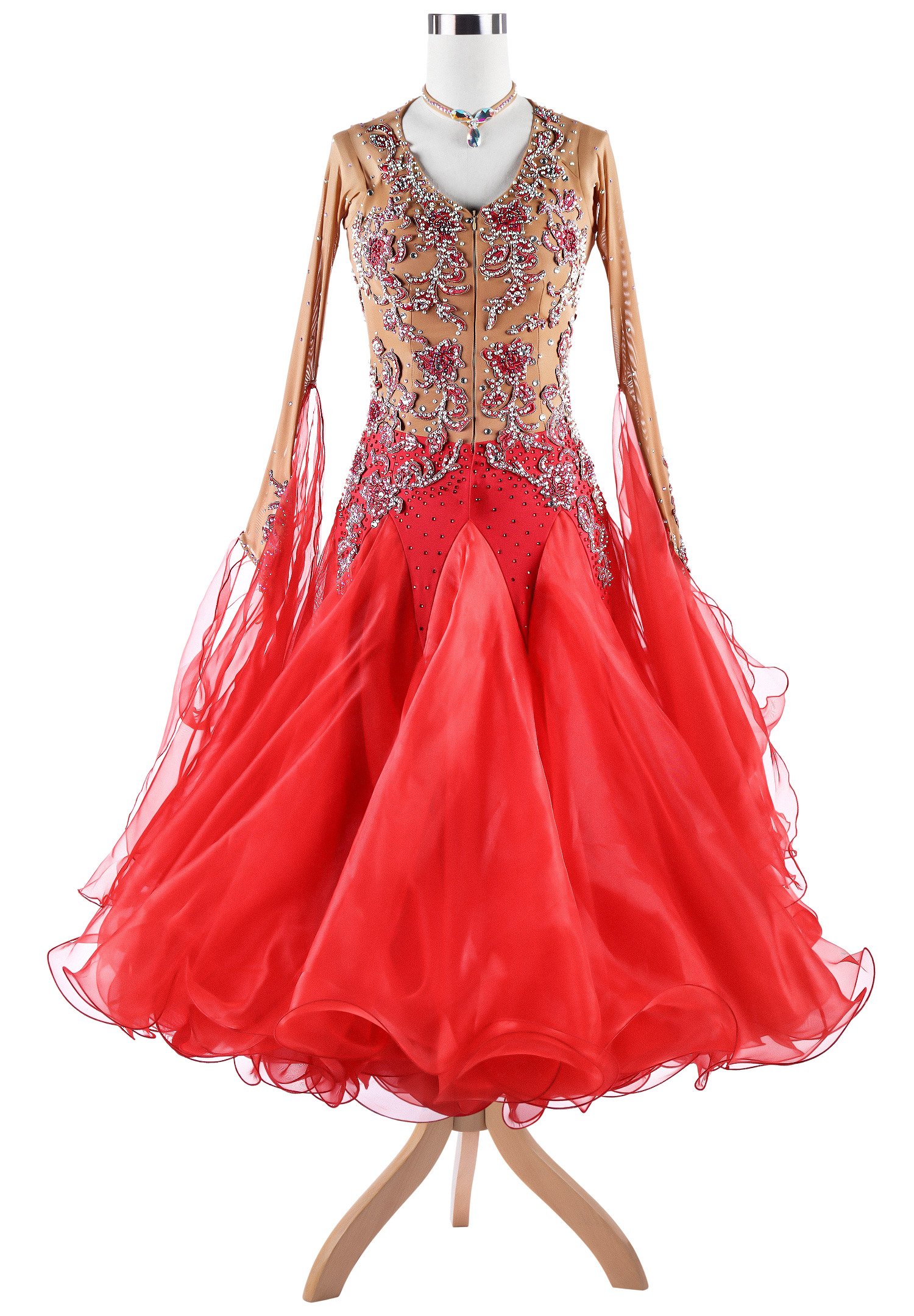 Glittering Floral Cluster Ballroom Dance Competition Dress VN-A5278