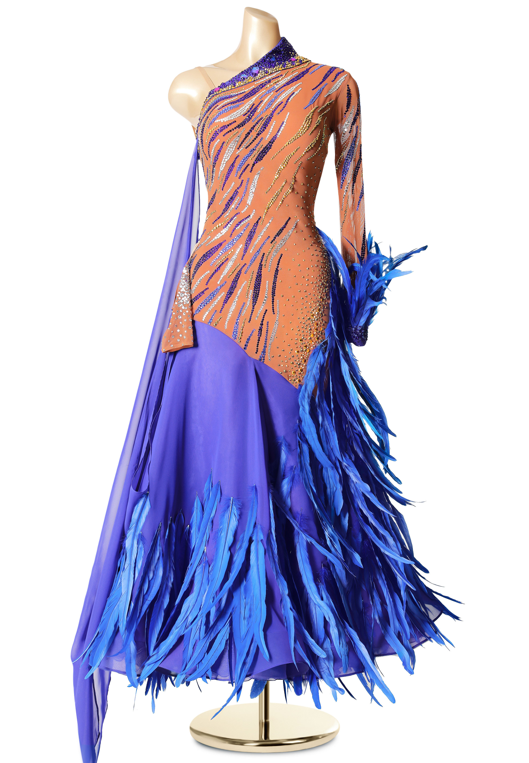 Indian Ocean Feather Ballroom Gown PC-WB19112